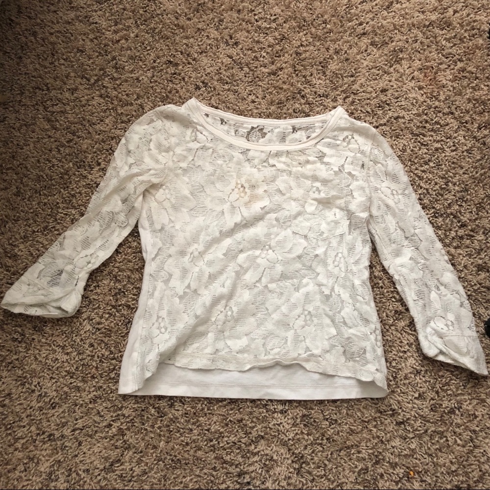 Hollister Lace Front White Shirt